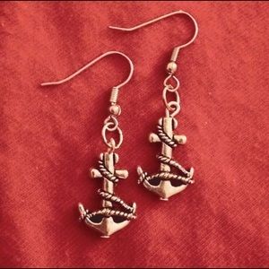 Handmade Silver Plated Anchor Earrings